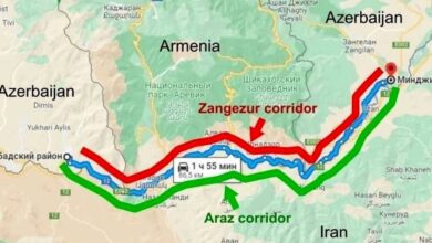 نقشه کریدور زنگزور _ اطلس دیپلماسی