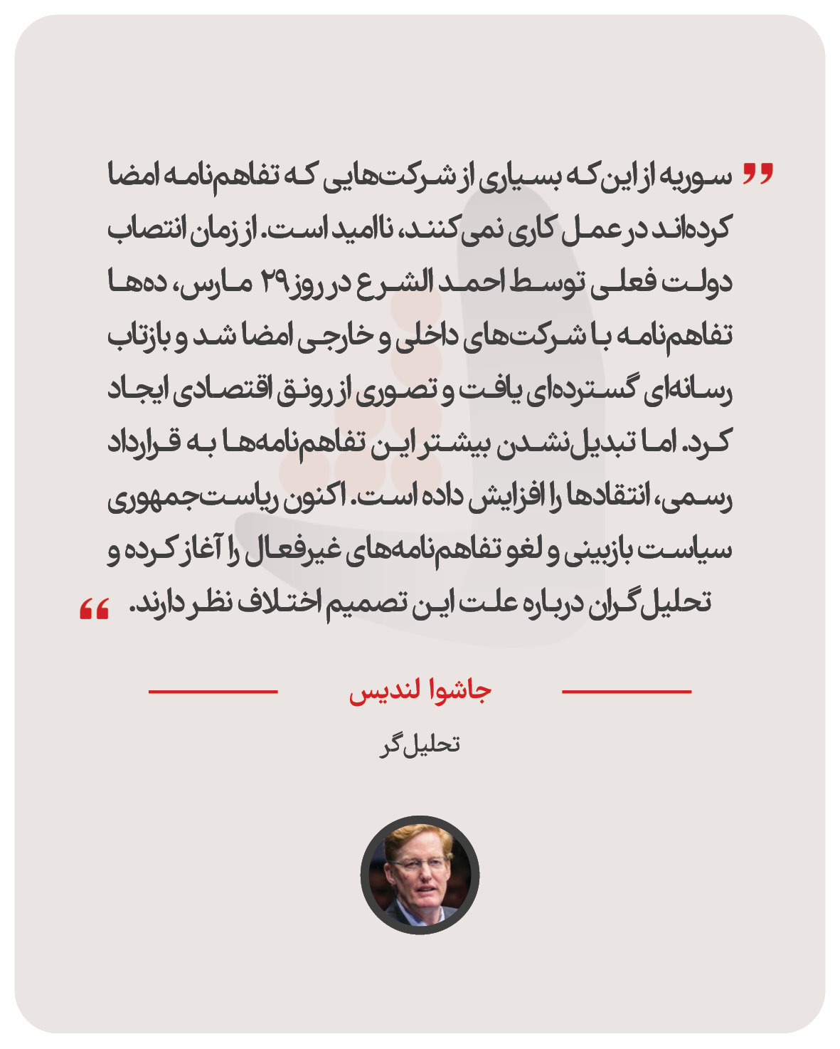 جاشوا لندیس – تحلیل‌گر