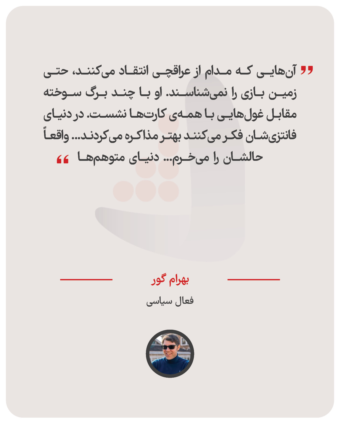 بهرام گور - فعال سیاسی
