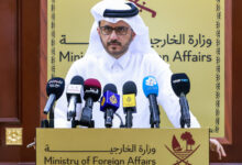 وزیر امور خارجه قطر درحال سخنرانی - اطلس دپلماسی