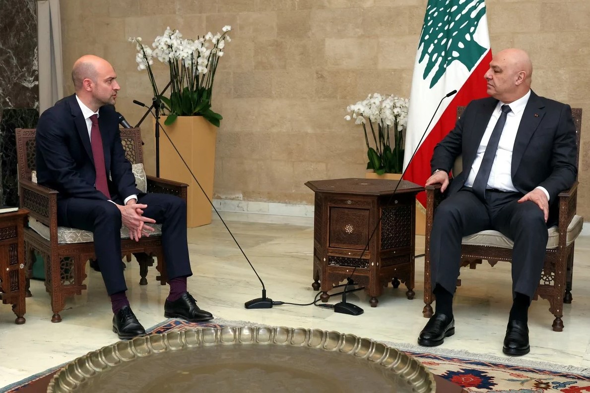 ژان-نوئل بارو، وزیر خارجه فرانسه و جوزف عون رئیس جمهور لبنان