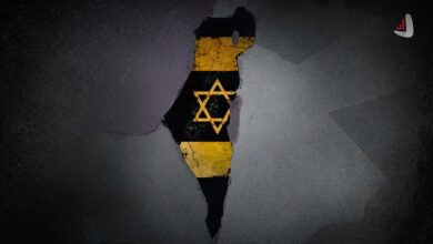 نقشه فلسطین اشغالی با پرچم اسرائیل