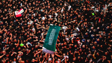 تشیع پیکر رهبر شهید در کربلا