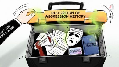 کاریکاتور جعبه تحریف تاریخ تجاوز