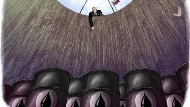 کاریکاتور ترامپ و بشکه های نفت