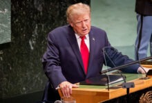 دونالد ترامپ پشت تریبون مجمع عمومی سازمان ملل متحد در نیویورک
