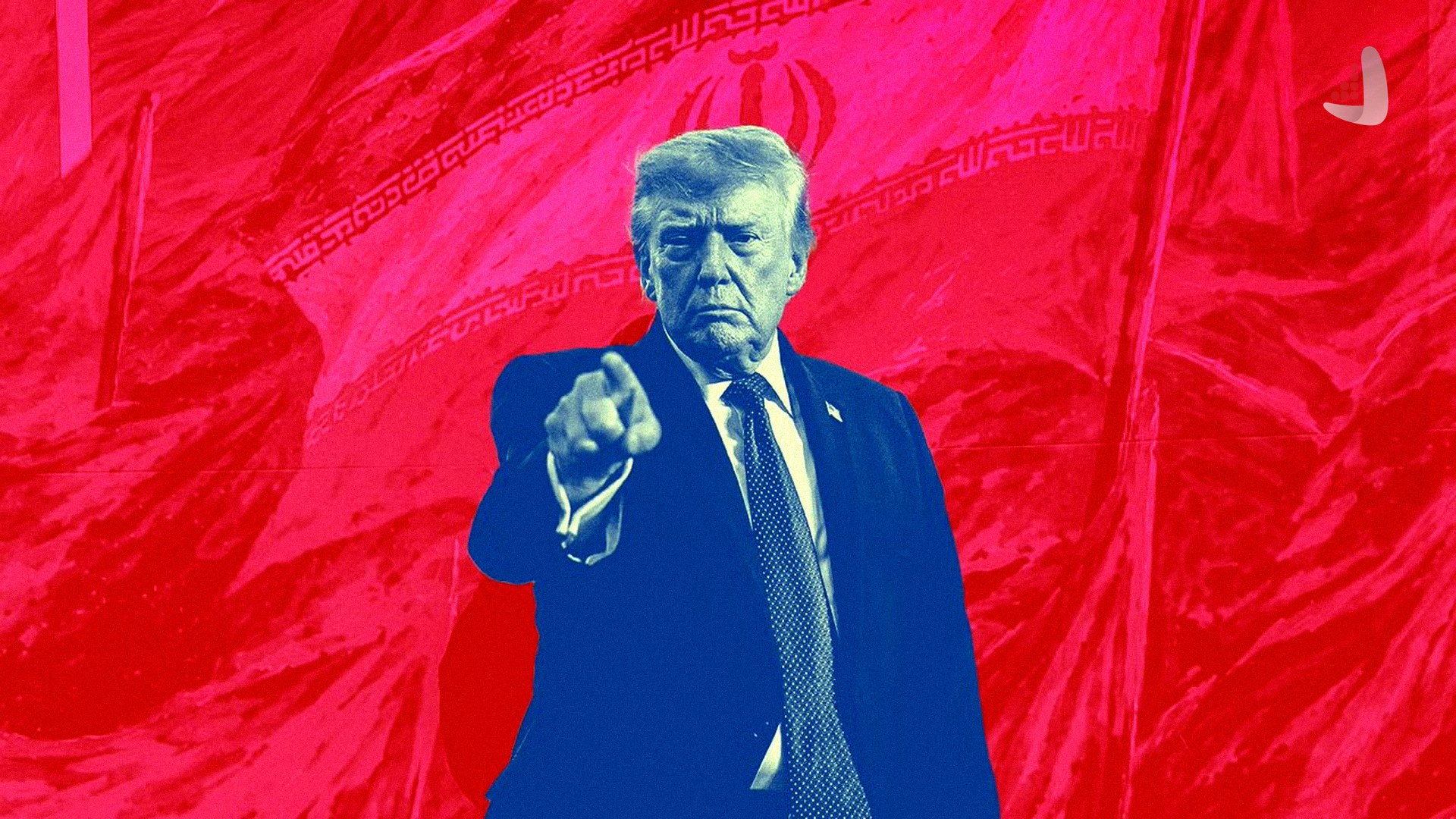 تصویرسازی از دونالد ترامپ در کنار پرچم ایران؛ ترکیبی از تصاویر عطاء کناره از خبرگزاری فرانسه و کوین دیتش از گتی ایمیجز